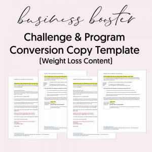 Challenge conversion Copy Template Weight Loss for coaches